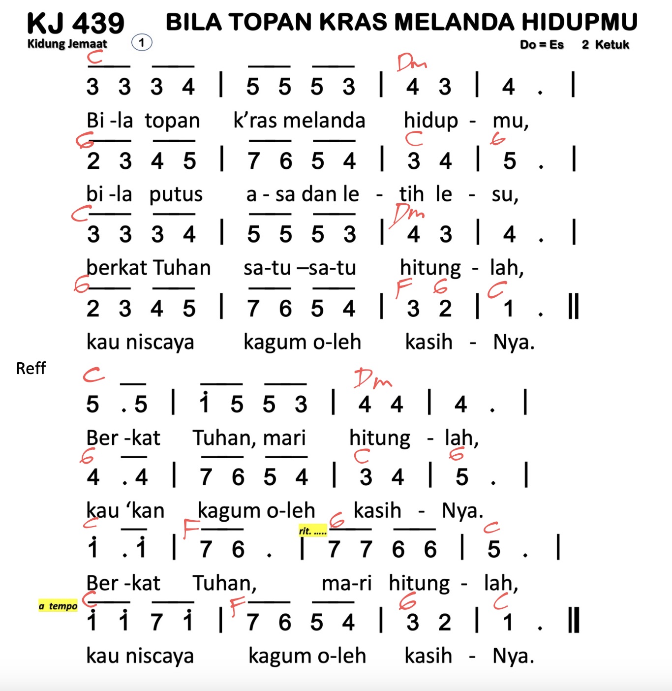 Partitur Chord KJ 439