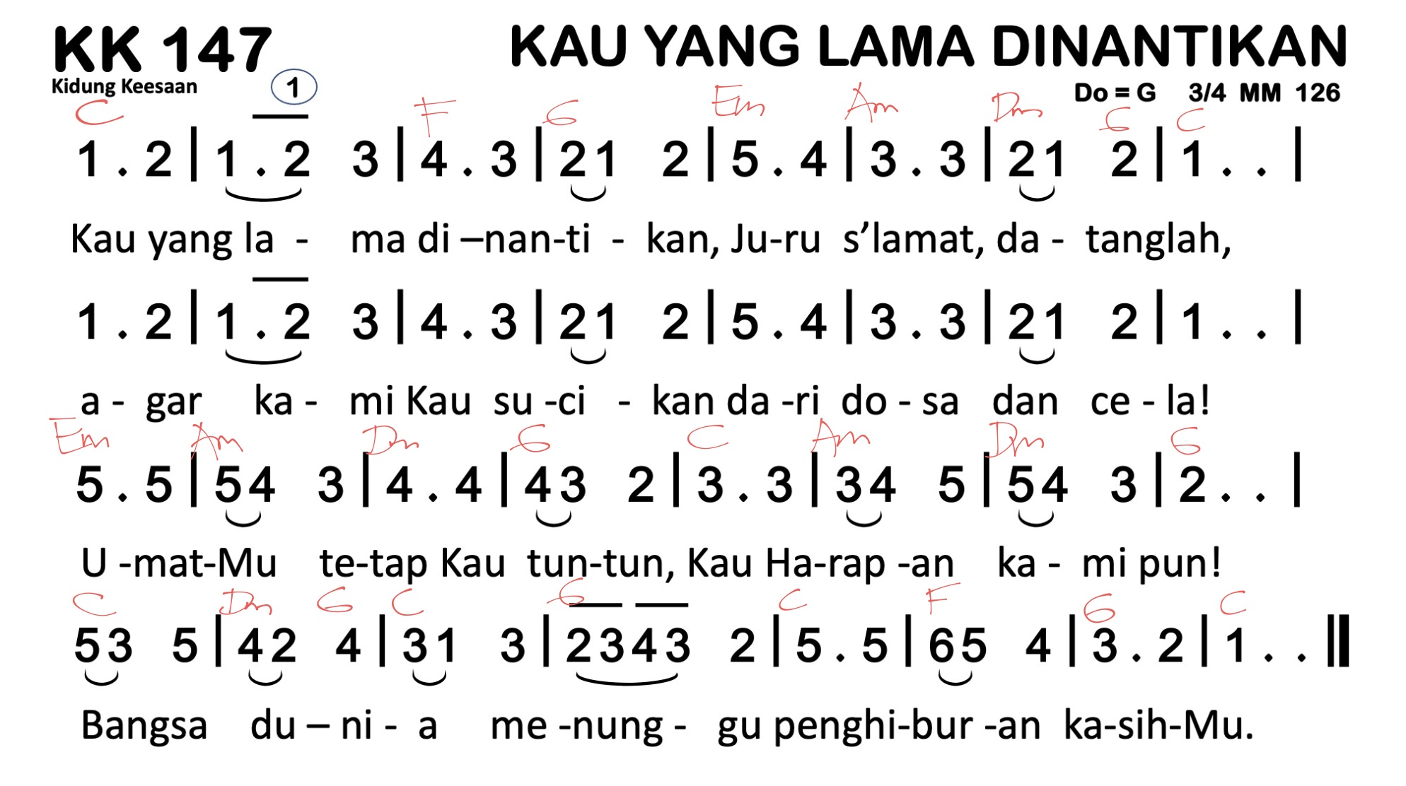 Partitur Chord KK 147