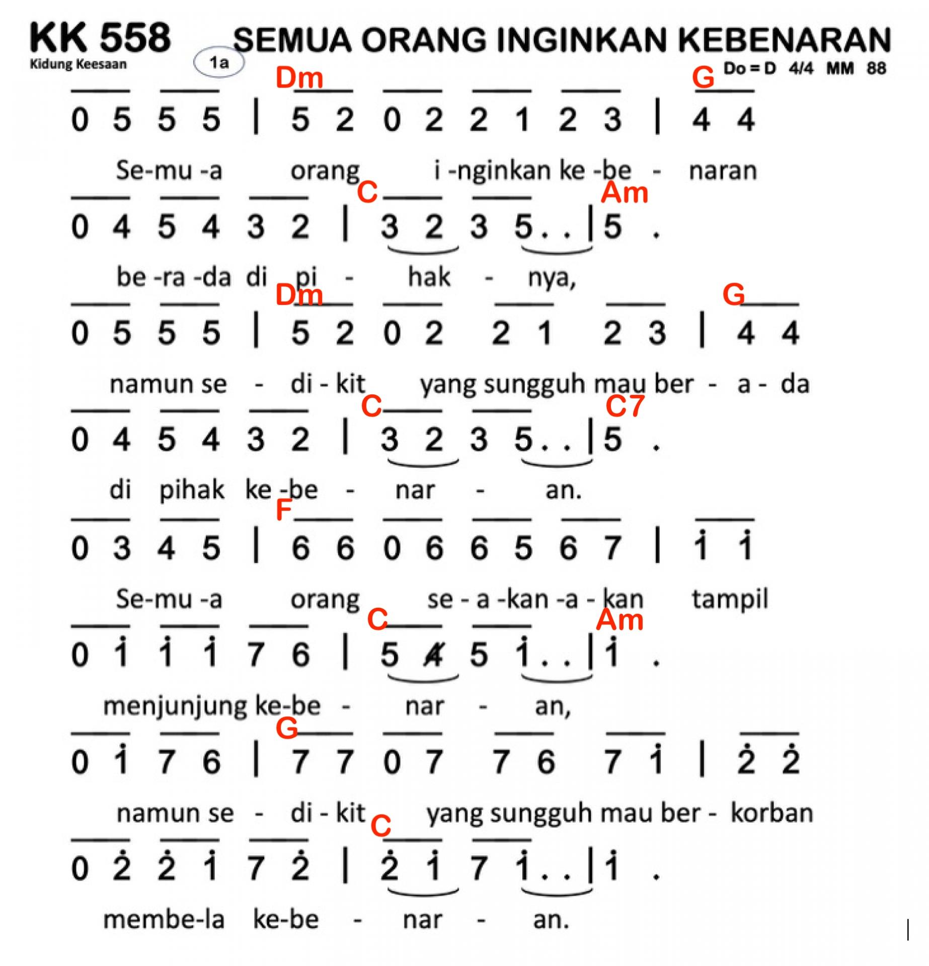 Partitur Chord KK 558