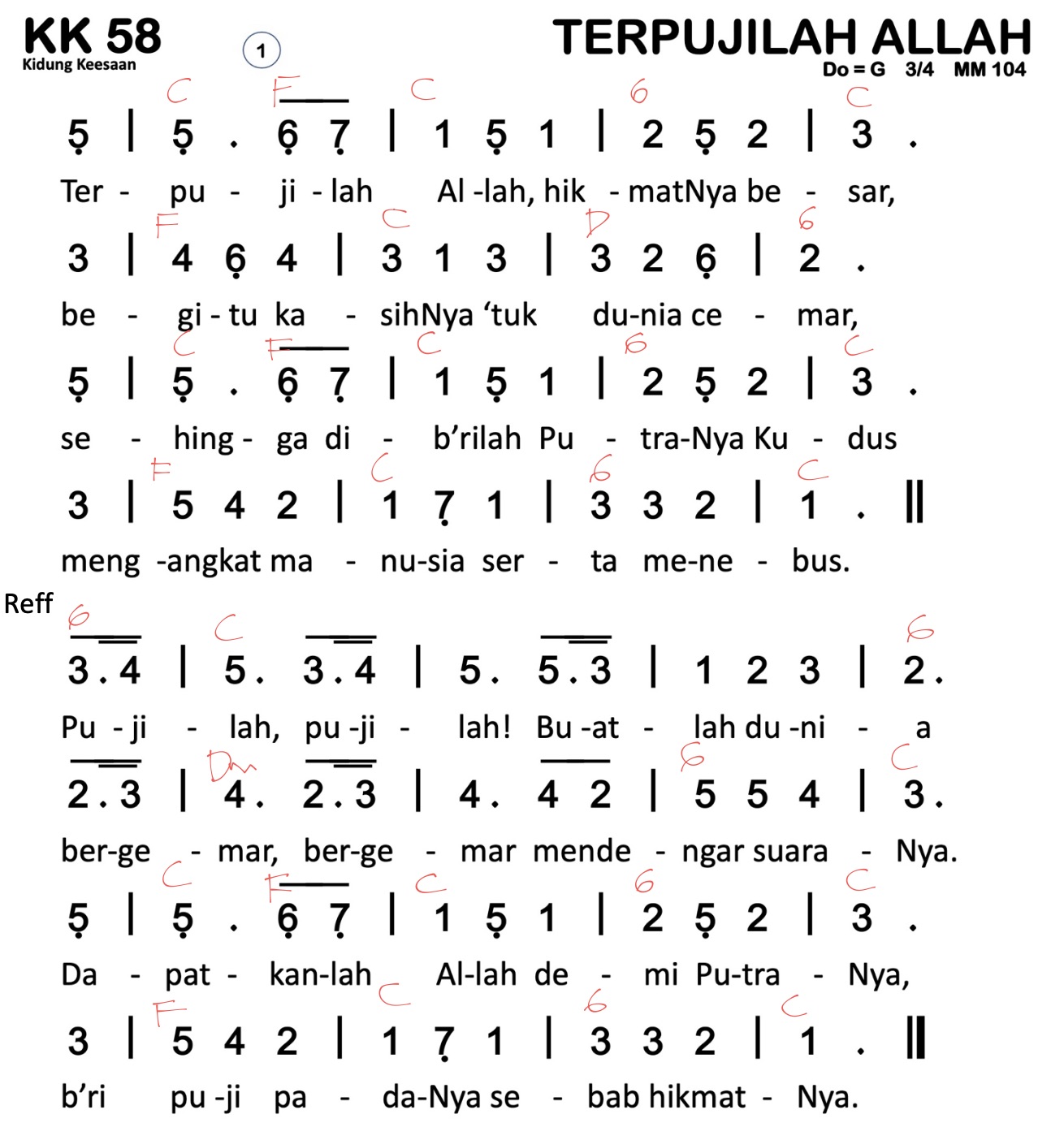 Partitur Chord KK 58