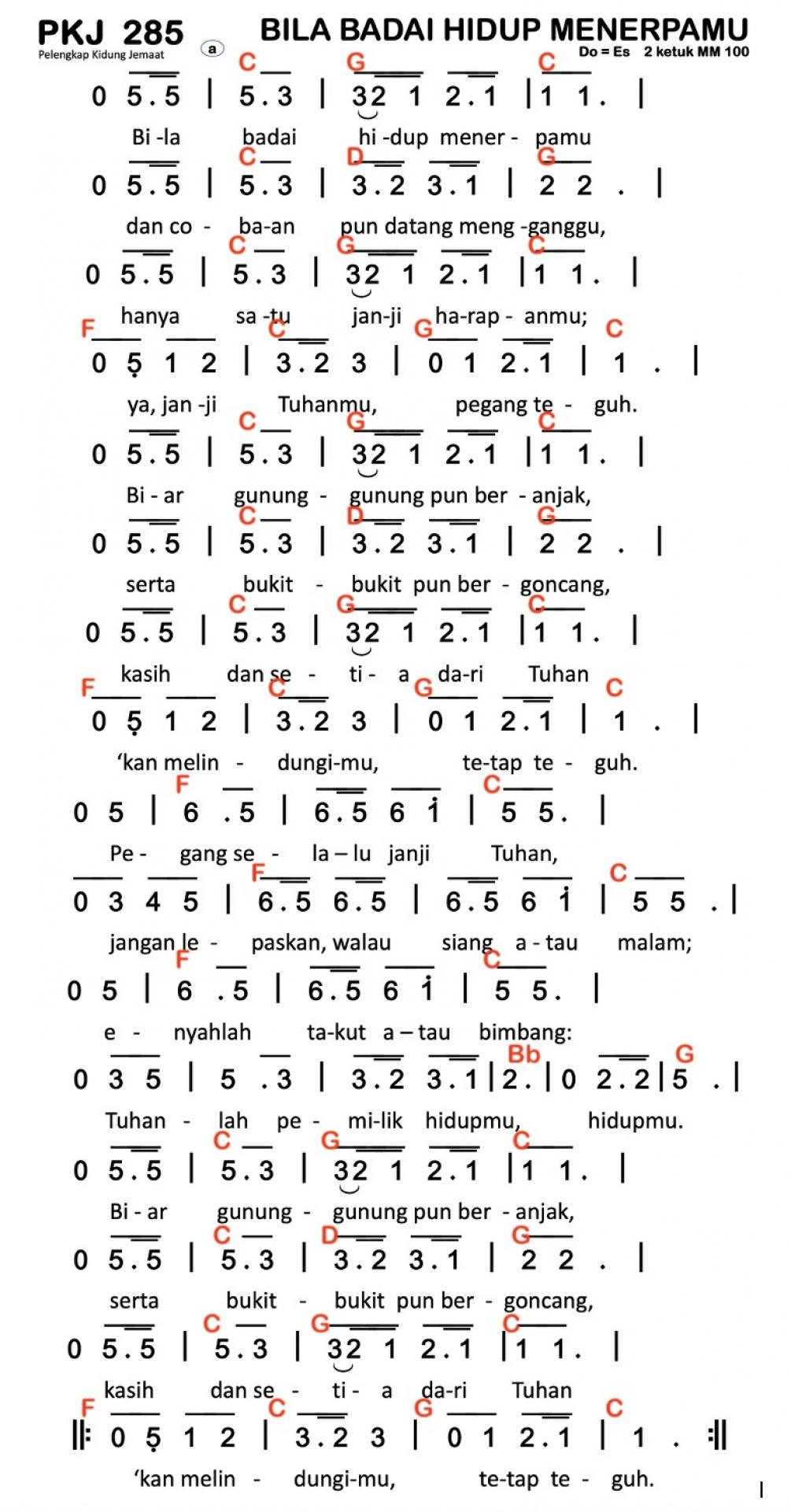 Partitur Chord PKJ 285